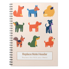 Personalisiertes Farbige Süße Hunde Notizbuch Notizblock