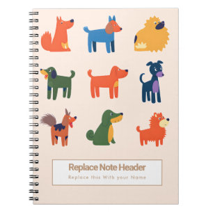 Personalisiertes Farbige Süße Hunde Notizbuch Notizblock