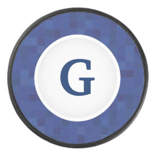 Personalisiertes Farbmuster aus blauem Mosaik Eishockey Puck