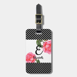 Personalisiertes Farbrosa Rosen Floral Monogramm Gepäckanhänger