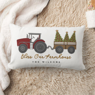 Personalisiertes Farmhouse-Weihnachtstraktor-Kisse Lendenkissen