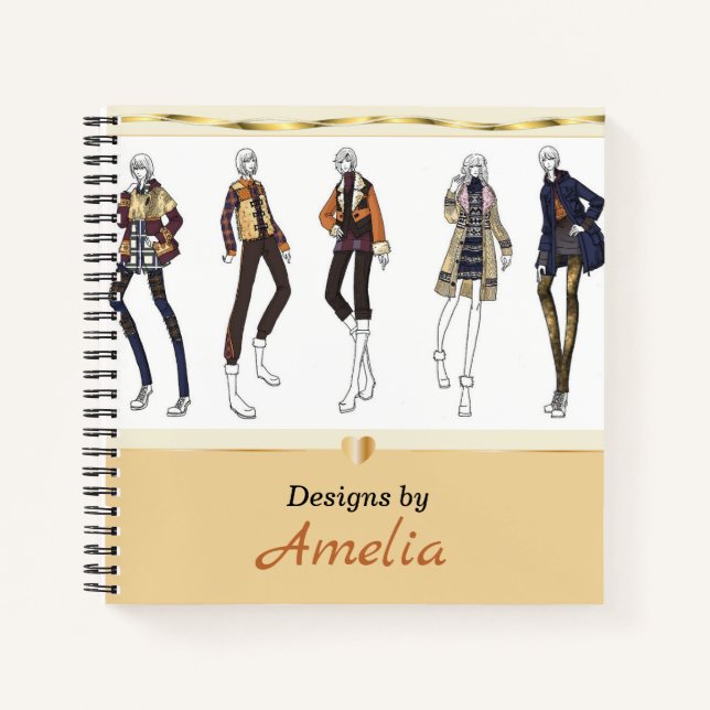 Personalisiertes Fashion Sketchbook-Notebook Notizbuch (Vorderseite)