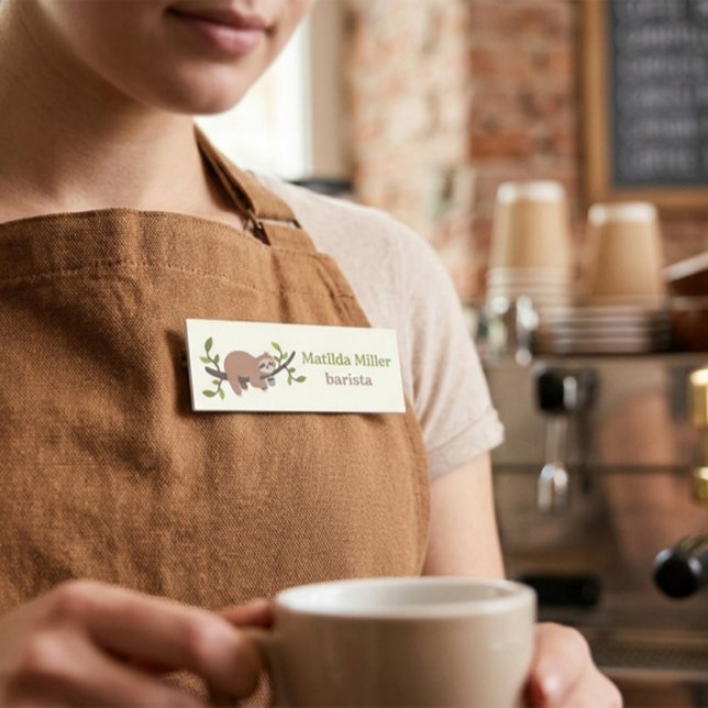 Personalisiertes Faultier-Cafébar-Schild Namensschild (Von Creator hochgeladen)