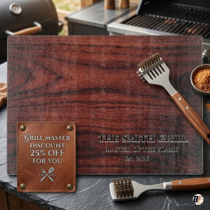 Personalisiertes Faux-Holz-BBQ-Grill-Master-Glas Schneidebrett