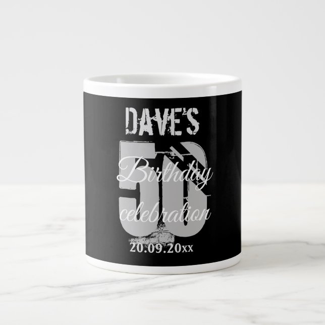 Personalisiertes feines Schwarz 50 jeden Geburtsta Jumbo-Tasse (Vorderseite)