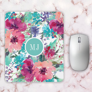 Personalisiertes feminines Aquarell-Blumenmuster Mousepad