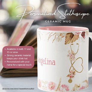 Personalisiertes feminines Stethoskop Keramikbeche Zweifarbige Tasse