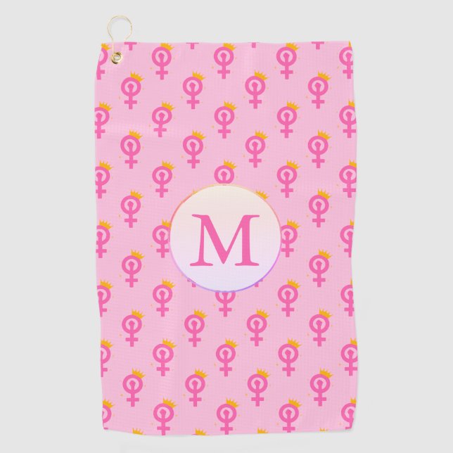 Personalisiertes Feministenrosa Golfhandtuch (Vorderseite)