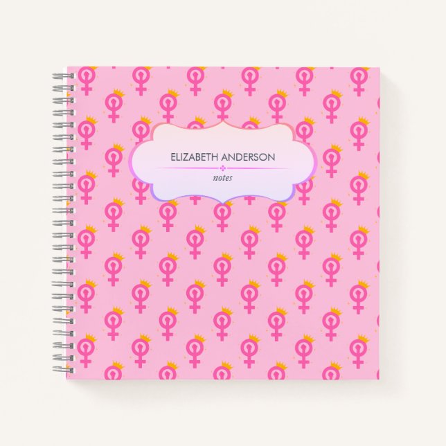 Personalisiertes Feministenrosa Notizbuch (Vorderseite)