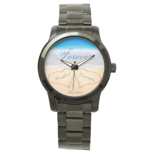 Personalisiertes Fest bei einer Hochzeit am Sandst Armbanduhr