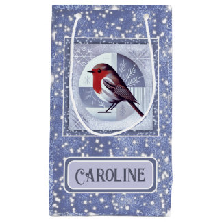 Personalisiertes festes Robin Weihnachtsdesign Kleine Geschenktüte