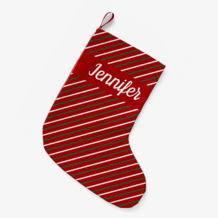 Personalisiertes festes rotes Streifenmuster Kleiner Weihnachtsstrumpf