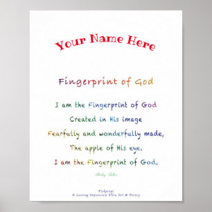 Personalisiertes Fingerabdruck-von-Gott-Poster Poster