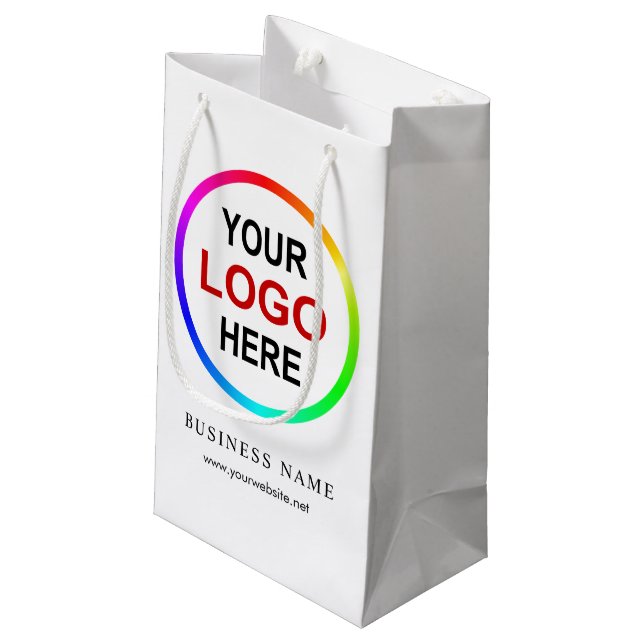 Personalisiertes Firmenlogo Kleine Geschenktüte (Rückseite Schrägansicht)