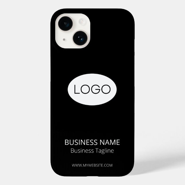Personalisiertes Firmenlogo, moderner Schwarz Case-Mate iPhone 14 Hülle (Rückseite)