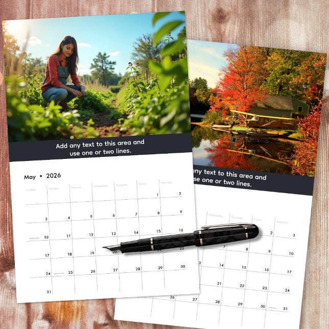 Personalisiertes Firmenlogo und neutralgraue Fotos Kalender (Von Creator hochgeladen)
