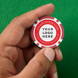 Personalisiertes Firmenlogo und Text Elegant Rot Pokerchips