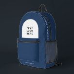Personalisiertes Firmenlogo und Textmitarbeiter Bedruckter Rucksack<br><div class="desc">Dieses berufliche Rucksack mit Firmenlogo und individuellem Text ist leicht zu personalisieren. Sie können Firmennamen, Slogan, Social Media, Website oder weitere Informationen hinzufügen oder löschen. Ein einfaches und modernes Design in Marineblau und Weiß mit einem beruflichen und edlen Schriftart, perfekt als Werbegeschenk für Mitarbeiter, Kunden, Firmenfeiern, Messen. Der Rucksack kann...</div>