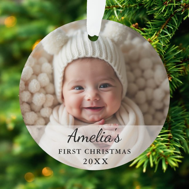 Personalisiertes First Christmas Baby Foto Ornament (Von Creator hochgeladen)