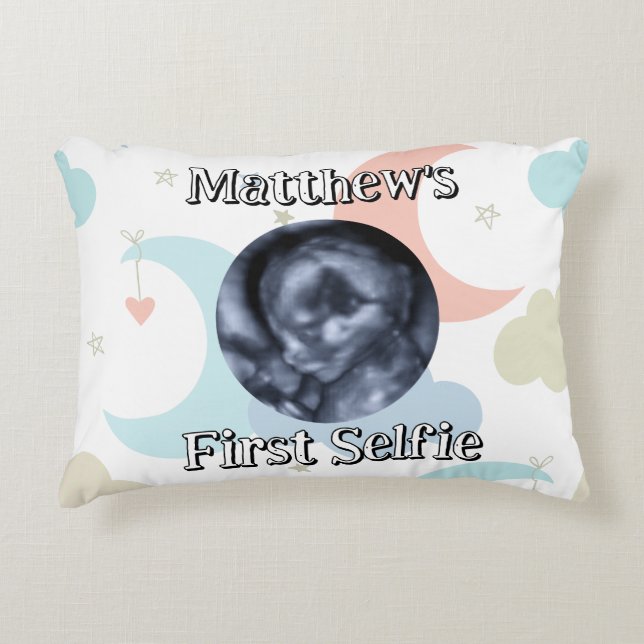 Personalisiertes First Selfie Ultrasound Foto & Na Dekokissen (Vorderseite)