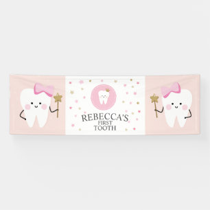Personalisiertes First Tooth Girl Party Dekoration Banner
