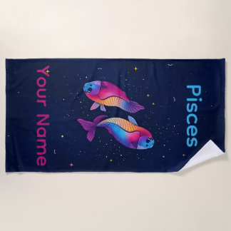 Personalisiertes Fische Astrologie Zeichen Strandtuch