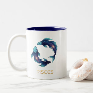 "Personalisiertes Fische-Sternzeichen Name und Eig Zweifarbige Tasse
