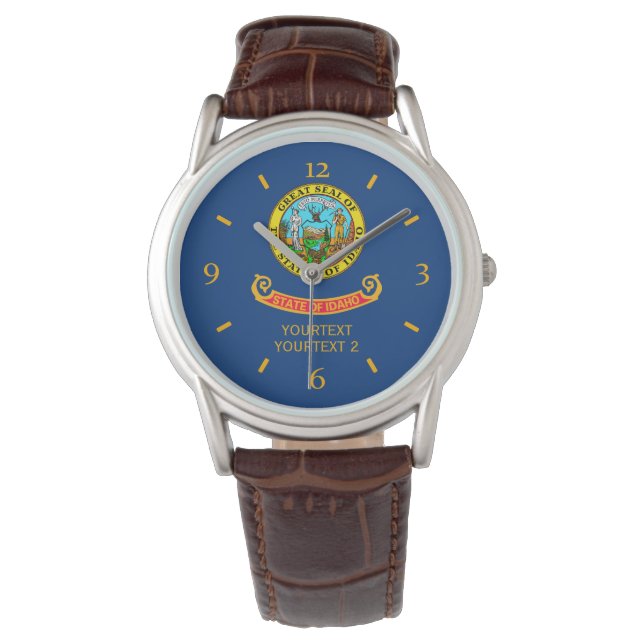 Personalisiertes Flaggendesign in Idaho Armbanduhr (Vorderseite)