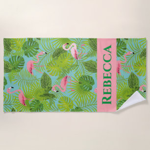 Personalisiertes Flamingo Beach Handtuch