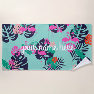 Personalisiertes Flamingo Beach Handtuch