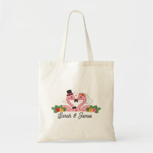 Personalisiertes Flamingo-Hochzeitspaar-Tropisches Tragetasche