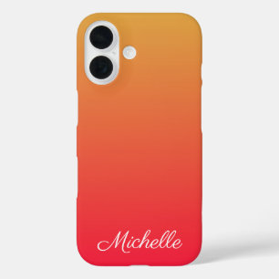 Personalisiertes flammendes Rot und Gelb Ombre iPhone 16 Hülle