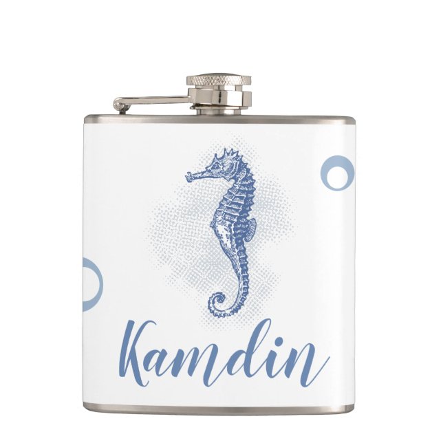 Personalisiertes Flask Seepferd Ocean Beach Water Flachmann (Vorderseite)