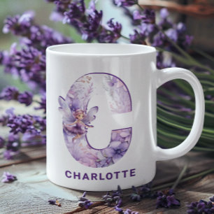 Personalisiertes Flieder-Fee-Monogramm C Kaffeetasse