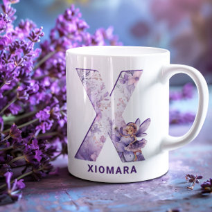 Personalisiertes Flieder-Fee-Monogramm X Kaffeetasse
