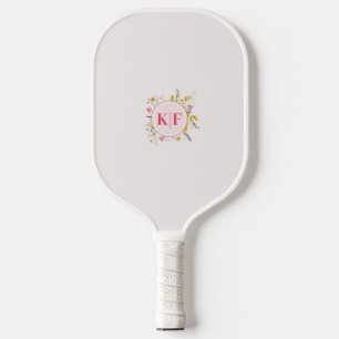 Personalisiertes floral elegantes Monogramm Pickleball Schläger