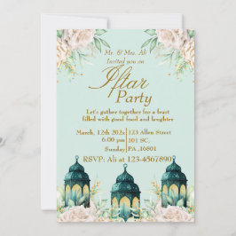 Personalisiertes floral Gold Ramadan Iftar Party Einladung
