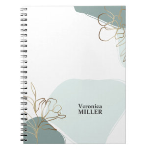 Personalisiertes floral-modernes Minze- und Gold-N Notizblock