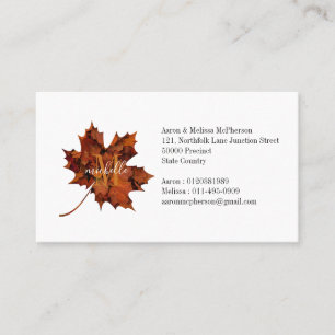Personalisiertes Floral Monogramm Herbstapfelblatt Visitenkarte