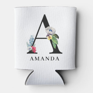 Personalisiertes florales Alphabet A-Monogramm Dosenkühler