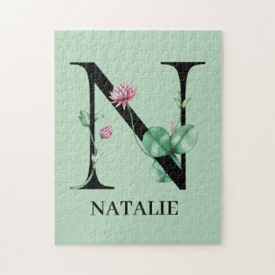 Personalisiertes florales Alphabet N Monogramm