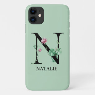 Personalisiertes florales Alphabet N Monogramm Case-Mate iPhone Hülle