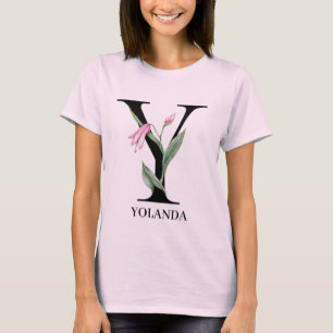 Personalisiertes florales Alphabet Y Monogramm T-Shirt