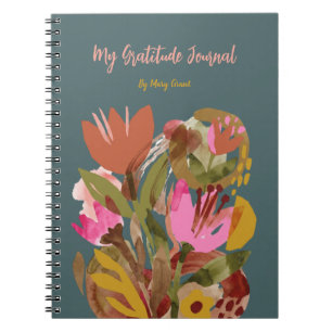 Personalisiertes Florales Dankbarkeits-Tagebuch Notizblock