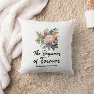Personalisiertes florales Datum Hochzeitsreise sch Kissen