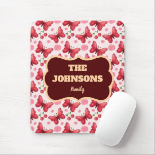 Personalisiertes florales Familiensnamendesign   Mousepad