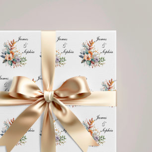 Personalisiertes Florales Hochzeitsgeschenkpapier Geschenkpapier