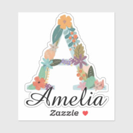 Personalisiertes florales Monogramm, benutzerdefin Aufkleber
