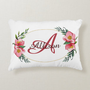 Personalisiertes florales Monogramm Dekokissen