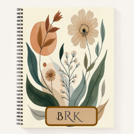 Personalisiertes florales Monogramm Spiralblock Notizbuch
